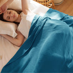 Bedsure 100% Cotton Muslin Blanket King Size for Bed - 4-Layer Breathable and Lightweight Thin Soft Summer Gauze Muslin Blanket for Adults, Teal, 108x90 Inches