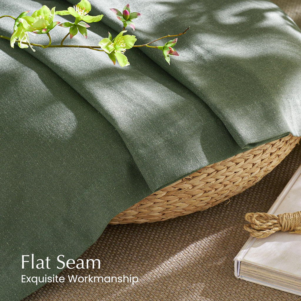 NICETOWN Linen Forest Green Curtains 96 inches Long, Grommet Privacy Assured Linen Blend Window Treatments with Light Filtering for Living Room/Bedroom, W55 x L96, 2 Panels