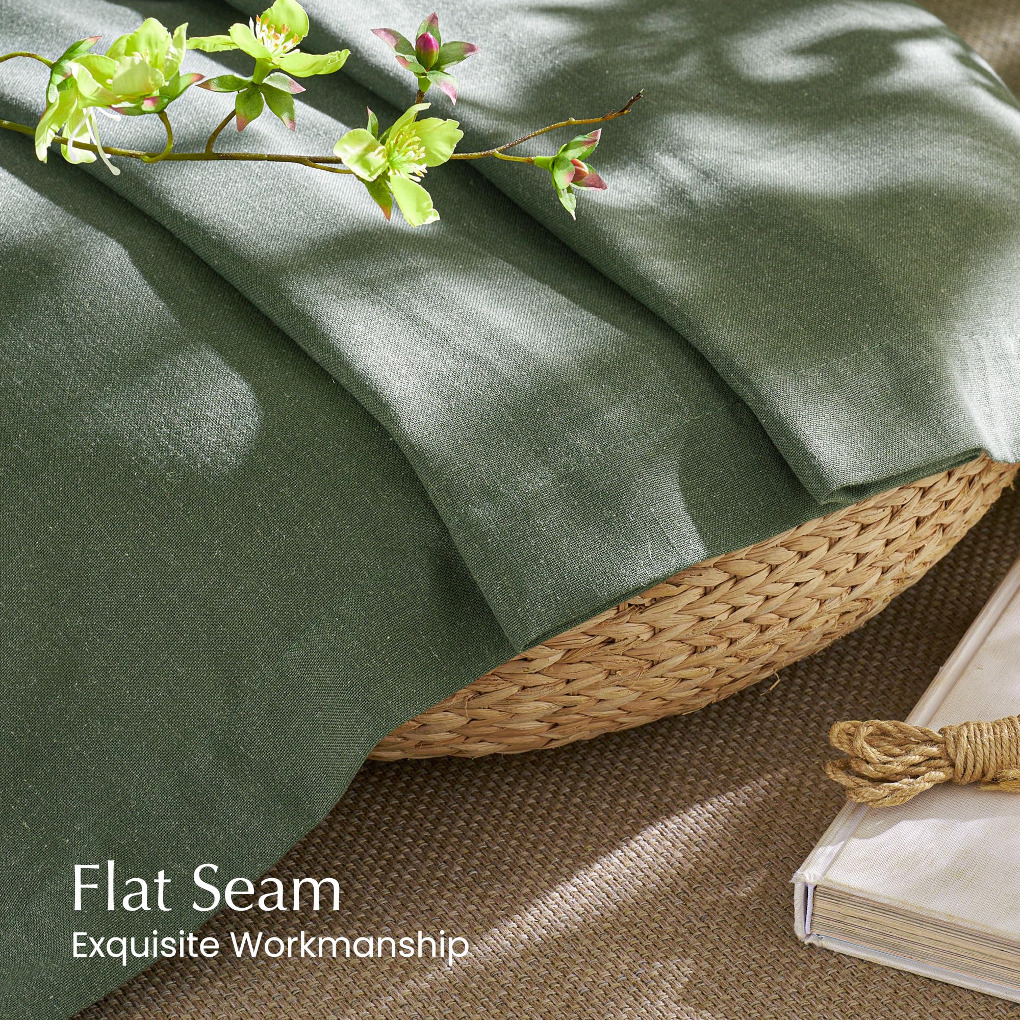 NICETOWN Linen Forest Green Curtains 96 inches Long, Grommet Privacy Assured Linen Blend Window Treatments with Light Filtering for Living Room/Bedroom, W55 x L96, 2 Panels