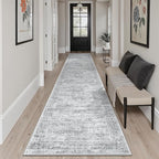 Runner Rug 2x10 Washable Non-Slip Hallway Runner Rugs for Kitchen Bathroom Laundry Room Grey Vintage Floor Carpet Runners for Hallways Entryway
