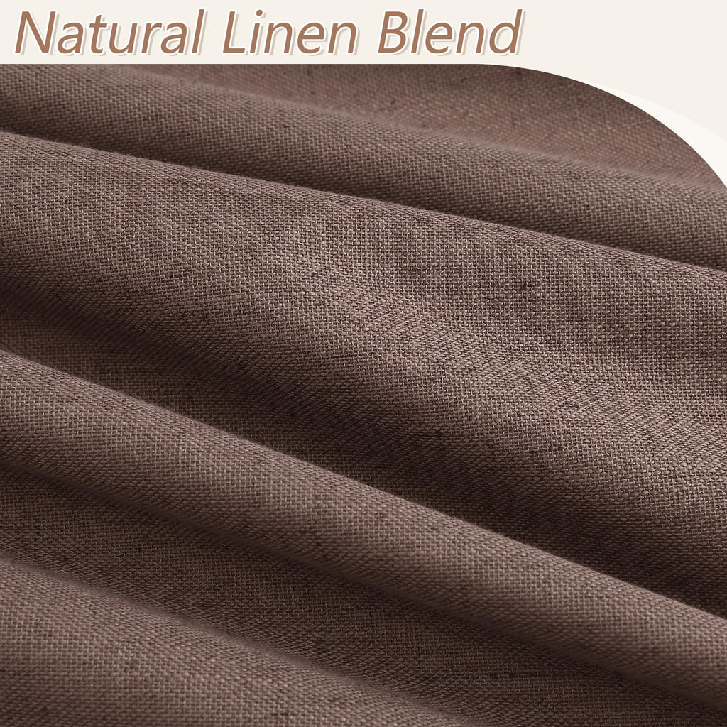 Guken 100% Blackout Curtains 120 Inch Length 2 Panels Set for Living Room Bedroom Back Tab Thermal Insulated Black Out Linen Drapes Room Darkening Mocha Mousse,52x120