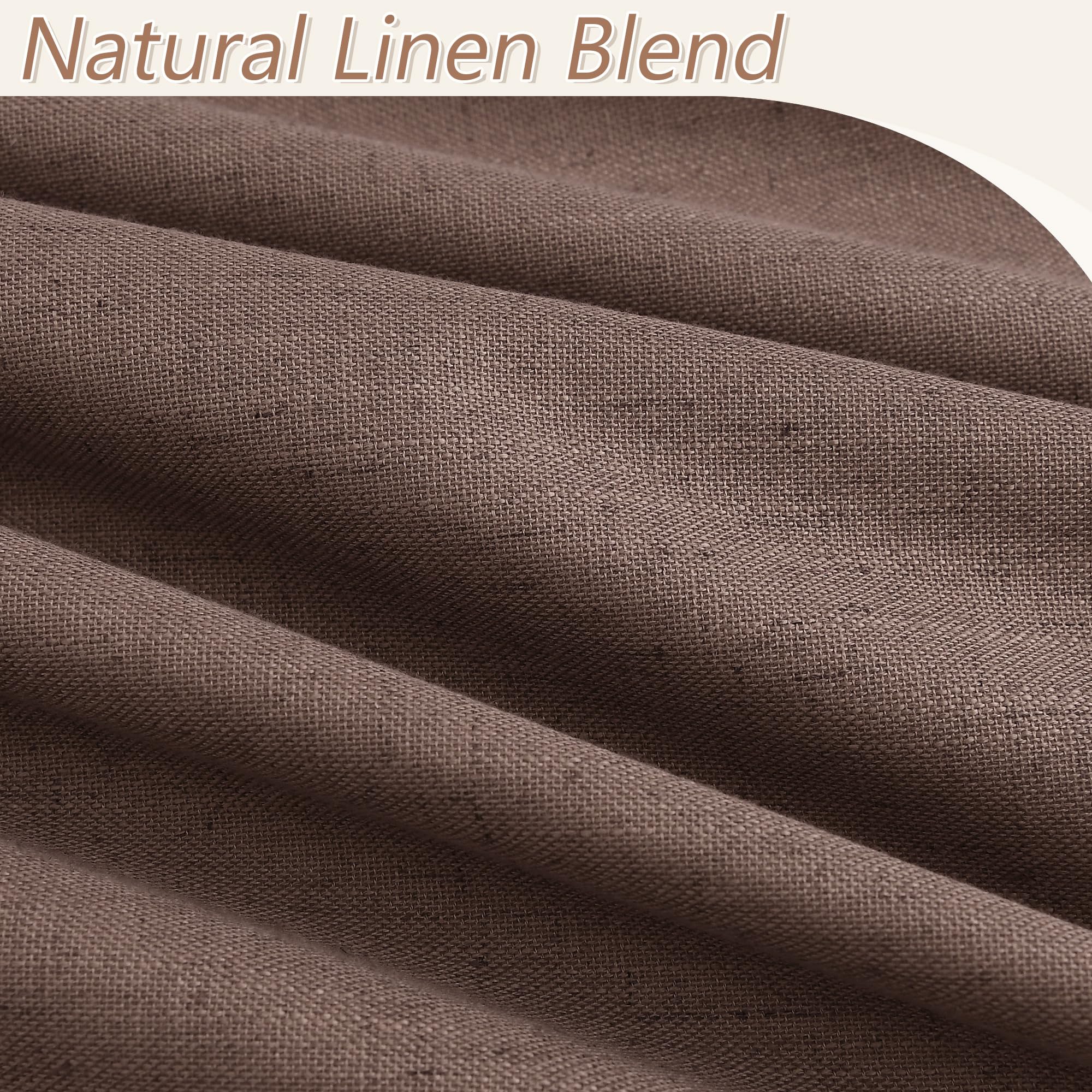 Guken 100% Blackout Curtains 120 Inch Length 2 Panels Set for Living Room Bedroom Back Tab Thermal Insulated Black Out Linen Drapes Room Darkening Mocha Mousse,52x120