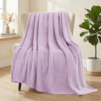 Whale Flotilla Extra Large Fuzzy Fleece Throw Blanket for Couch, 50x70 Inch Fluffy Warm Soft Jacquard Blankets for All Season, Lightweight and Cozy, Lilac
