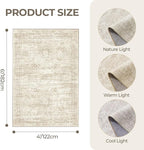 Area Rugs 4x6 for Living Room, Non-Slip Backing Small Kids Rugs for Bedroom, Vintage Abstract Rug Home Decor, Low Pile Soft Washable Rug for Kitchen, Dining Room (4'x6', Beige/Ivory)