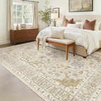 Madane 6x9 Area Rugs for Living Room, Vintage Washable Rug, Beige/Blue