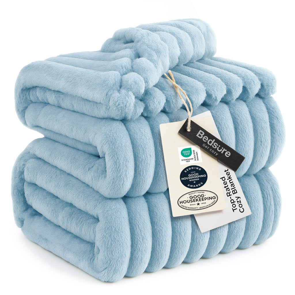 Bedsure Soft King Size Blankets for Bed Beige 108"x90"