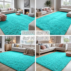 8x10 Fluffy Shag Area Rugs for Living Room Bedroom: Soft Carpet Teal Blue