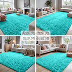 8x10 Fluffy Shag Area Rugs for Living Room Bedroom: Soft Carpet Teal Blue