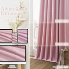 Guken 100% Blackout Curtains 90 Inch Length 2 Panels Set for Living Room Bedroom Back Tab Thermal Insulated Black Out Linen Drapes Room Darkening Rose,52x90