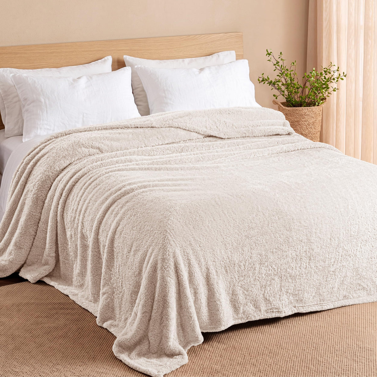 Exclusivo Mezcla Fuzzy Plush Fleece Bed Blanket Twin XL Size, Light Grey