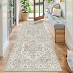 Madane Kitchen Runner 2'6''x8' Soft Rug Runners for Hallways, Beige/Brown