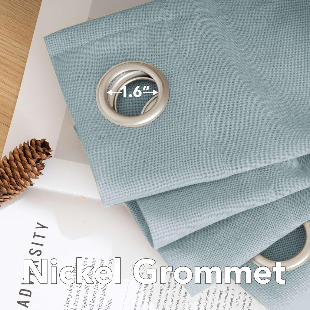 H.VERSAILTEX Living Room Linen Curtains - Semi Sheer, Nickel Grommet, Energy Saving, Light Filtering Window Treatments - Cloud Blue, 2 Panels, 52 x 96 Inch