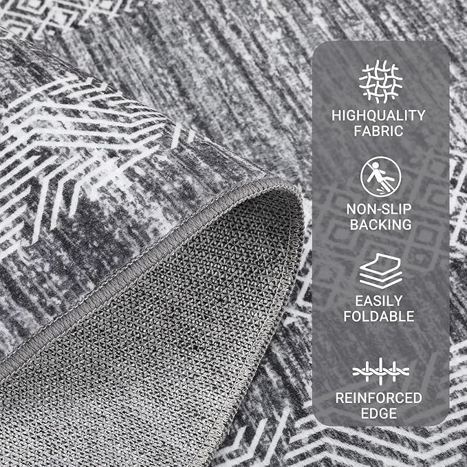 GarveeHome Modern Geometric Area Rug 5x7 Distressed Bordered Washable Non Slip Floor Carpet