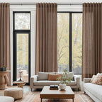 Caramel Brown Linen Curtains for Living Room Extra Long 126 Inches Long Back Tab Light Filtering Semi Sheer Curtain Vintage Rustic Decor Floor to Ceiling High Window for Bedroom 52x126, 2 Panels