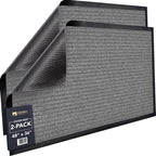 Sierra Concepts Front Door Mat X-Large Welcome Floor Mats - Entryway Indoor Outdoor Entrance Doormat, Patio, Porch, Muddy Dog Shoe, Inside Outside Low Profile 48x36in, 2-Pack Battleship Gray