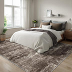 LEPEII 5x7 Area Rugs, Abstract Rugs for Living Room, Indoor Non-Slip Washable Rug for Bedroom, Dining Room, Low Pile Home Decor Neutral Area Rug-Brown/Multi