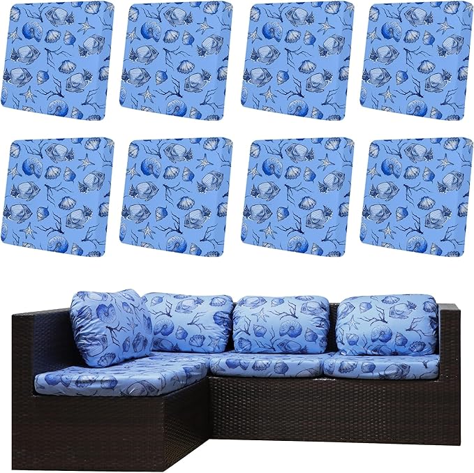 DREAHOTEXTIL 8Pcs Outdoor Cushion Covers, Elastic Patio Cushion Covers