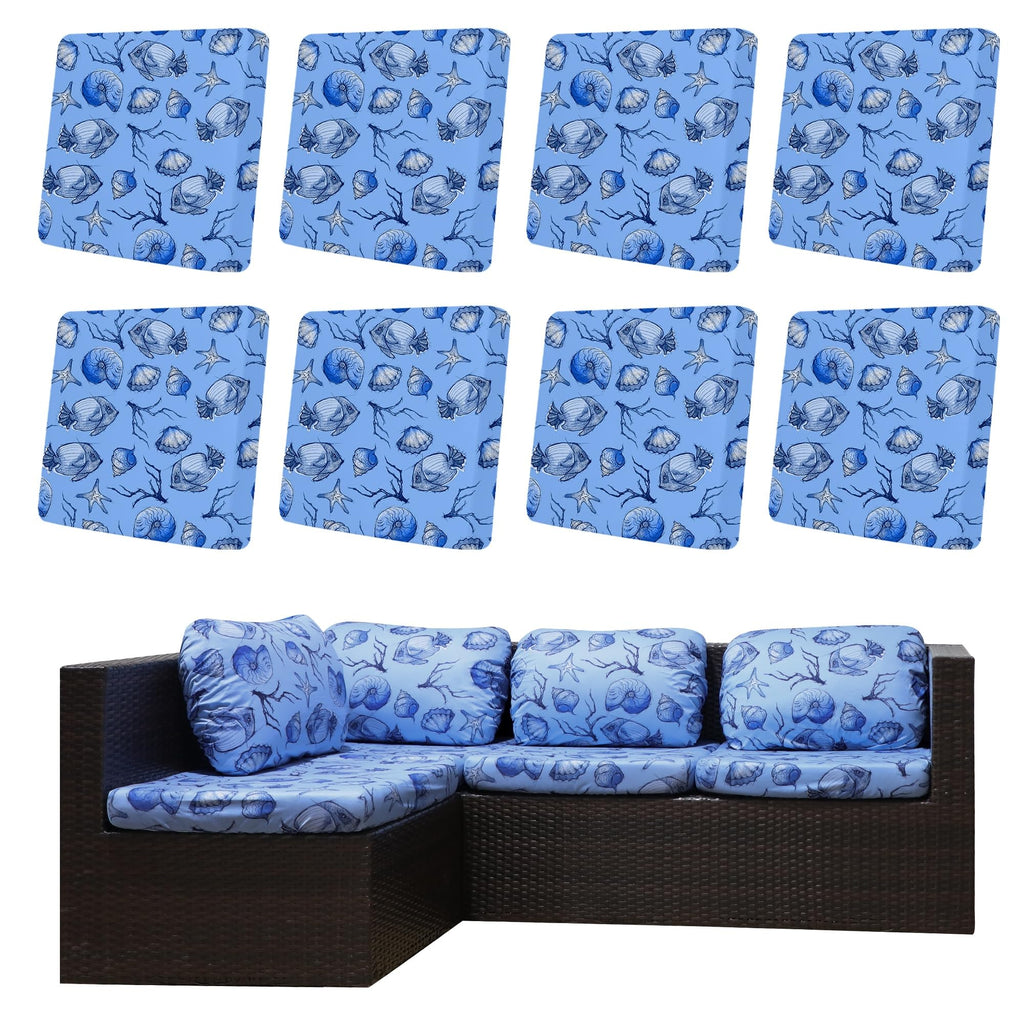 DREAHOTEXTIL 8Pcs Outdoor Cushion Covers, Elastic Patio Cushion Covers