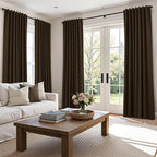 Guken 100% Blackout Curtains 90 Inch Length 2 Panels Set for Living Room Bedroom Back Tab Thermal Insulated Black Out Linen Drapes Room Darkening Chocolate,52x90