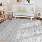 Nakagishi 6x9 Area Rugs Living Room: Washable Boho Large Neutral Soft Farmhouse Rug Stain Resistant Modern Indoor Floor Non-Slip Carpet for Bedroom Nursery Kids Office Dining Room Dorm- Dark Grey