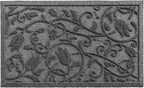 Boho Grey Floral Leaves Outdoor Indoor Entrance Doormats, Absorbent Durable Heavy Duty Welcome Front Door Mat,Thick Natural Rubber Back,Easy Clean Entryway Mat 17x30 Inch, Low Profile