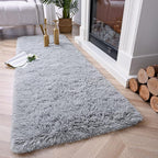 Chicrug Soft Runner Rugs for Bedroom Living Room Plush Fluffy Rug 3x8 Feet, Shag Furry Area Rug Carpet Non Shedding for Nursery Children Kids Girls Room Home Decorative, Grey