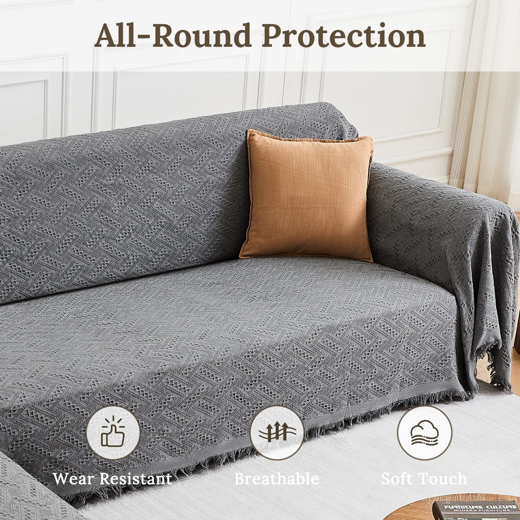 HOMERILLA 2 Piece Sectional Couch Cover for L Shape Sofa Dark Grey XL