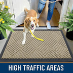 OLANLY Front Door Mat Outside Entrance 33x21, Absorbent, Heavy Duty Sturdy Natural Rubber Doormat Indoor Outdoor, Stain and Fade Resistant, Non-Slip Low Profile Floor Mat for Entryway, Beige Diamond