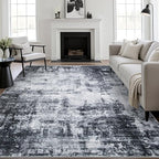 FXRHLP Area Rug Living Room: 4x6 Modern Washable Soft Carpet Dark Black