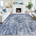 9x12 Washable Area Rug for Living Room Bedroom: Non-Slip Modern Navy Blue