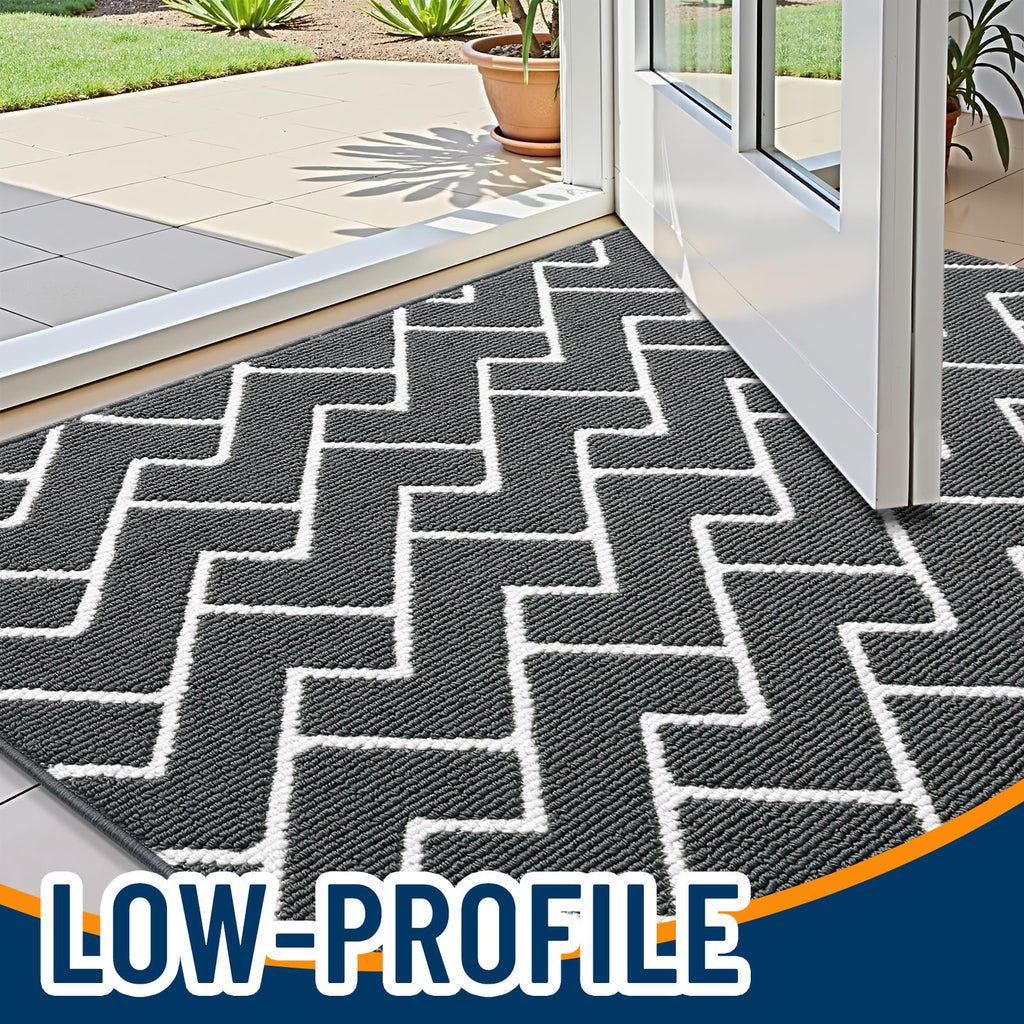 OLANLY Front Door Mat, Non-Slip Rubber Backing, Dirt Resistant and Absorbent, Washable, Easy to Clean Low-Profile Indoor Doormat for Back Door, Entryway, Inside Entrance, 40x32, Charcoal