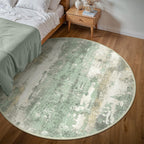 BEIMO 8FT Green Abstract Round Area Rug, Washable Non-Slip for Bedroom