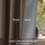 RYB HOME Coffee 100% Blackout Linen Curtains 72 inch Long, Thermal Insulated & Privacy Assurd Drapes for Bedroom/Office/Nursery, Rod Pocket & Back Tab Window Treatment, W52 X L72, 2 Panels