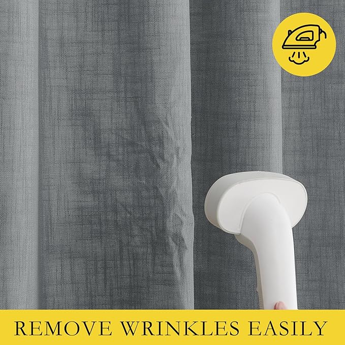 NICETOWN 100% Absolutely Blackout Linen Curtains with Thermal Insulated White Liner, Dove Grey, 42" Wide, 2 Pieces, Privacy Vertical Window Drapes for Office Laundry Living Room Windows 72 inch Long