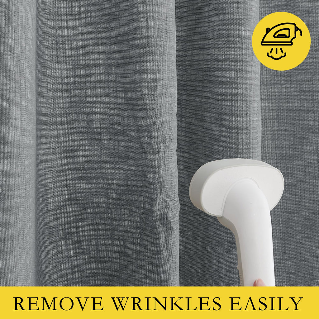 NICETOWN 100% Absolutely Blackout Linen Curtains with Thermal Insulated White Liner, Dove Grey, W52, 2 Pieces, Noise Reducing Textured Linen Look Curtains for Windows 120 inch Length for Classroom
