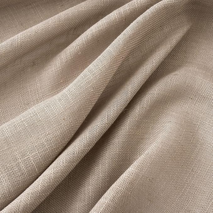 MIULEE Taupe Linen Curtains 72 Inch Length for Bedroom Living Room, Soft Thick Linen Textured Window Drapes Semi Sheer Light Filtering Back Tab Rod Pocket Burlap Look Farmhouse Country Decor, 2 Panels