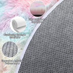 ONASAR Rainbow Round Area Rugs 5ft, Soft Bedroom Circle Rug Mats for Kids Girls Teen Room, Kawaii Fluffy Plush Shaggy Carpet for Dorm Nursery Living Room Playroom Home Decor Princess Castle