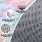 ONASAR Rainbow Round Area Rug 4ft, Soft Bedroom Circle Rugs Mats for Kids Girls Teen Room, Kawaii Fluffy Plush Shaggy Carpet for Baby Nursery Living Room Playroom Home Decor Princess Castle