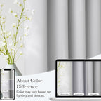 NICETOWN Short Faux Linen Greyish White Blackout Curtains 63 inches Long for Kitchen - Privacy Panels for Living Room Bedroom, Modern Farmhouse Style Easy Care Grommet Top, 2 Panels, W42 by L63