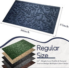 Blue Leaves Outdoor Indoor Entrance Doormats, Absorbent Durable Heavy Duty Welcome Front Door Mat,Thick Natural Rubber Back,Easy Clean Entryway Mat 17x30 Inch, Low Profile
