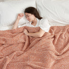 Snuggle Sac Orange Fall Blanket Twin Size, Oversized Soft Warm Cozy Knit Bedding Blanket, Luxurious Microfiber Blankets for Bed, Orange, 60x80 inches