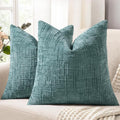 decorUhome Textured Chenille Throw Pillow Covers 26x26 Set of 2 Teal