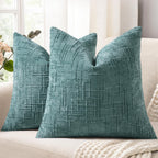 decorUhome Textured Chenille Throw Pillow Covers 20x20 Set of 2 Pink