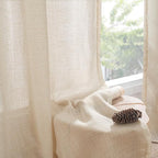 BGment Natural Linen Curtains 45 Inch Length for Short Windows, Drapes Light Filtering for Farmhouse Bathroom Cafe Decor Rustic Lightweight Rod Pocket, 2 Panels Set, 42 Inch Wide Each Panel