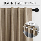 RYB HOME Burlap 100% Blackout Short Curtains 52 Width 45 inch Length, Light Blocking & Thermal Insulated Curtains for Kitchen/Small Window/Bathroom/Basement, 2 Panels