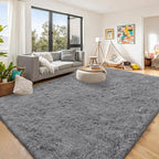 OLANLY 10x14 Machine Washable Large Area Rugs for Living Room, Bedroom, Soft Fluffy Shaggy Bedside Rug, Indoor Floor Carpet for Kids Girls and Boys, Dorms, Nursery, Home Decor Aesthetic, Light Grey