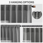 Nanspring Blazer Grey Cutains Morden Linen Blend Light Filtering Back Tab Curtains for Long Winodws 120 Inches Length, Semi Sheer Privacy Extra Long Drapes for Living Room, 52x120 inch, 2 Panels