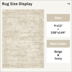 Soalmost 9x12 Area Rugs for Living Room Washable Rug Non-Slip Beige