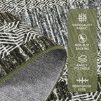 GarveeHome 9x12 Large Modern Navy Green Area Rug Distressed Bordered Soft Non Shedding Floor Carpet