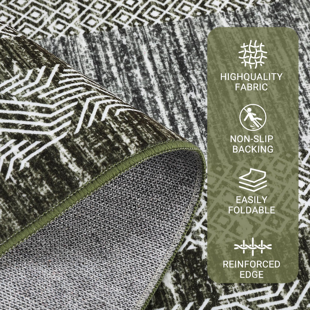 GarveeHome 8x10 Large Washable Area Rug Modern Bordered Distressed Geometric Floor Carpet